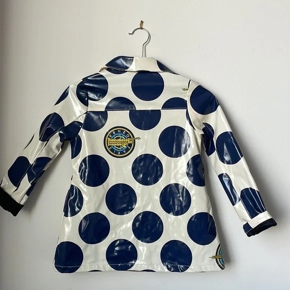 Kenzo Navy and White Polka Dot Raincoat - Picture 3 of 8